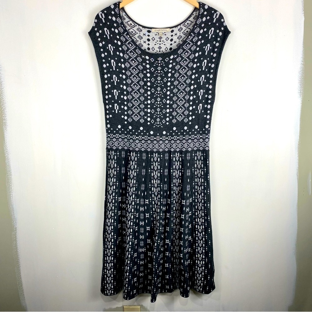 41 Hawthorn Alivia Print Pattern Fit & Flare Midi Stretchy Sweater Dress Size XL